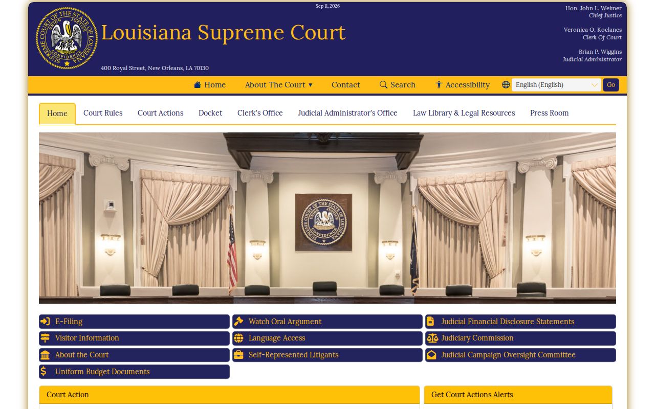Louisiana Supreme Court site showing court hierarchy relevant to Madison Parish municipal warrant cases